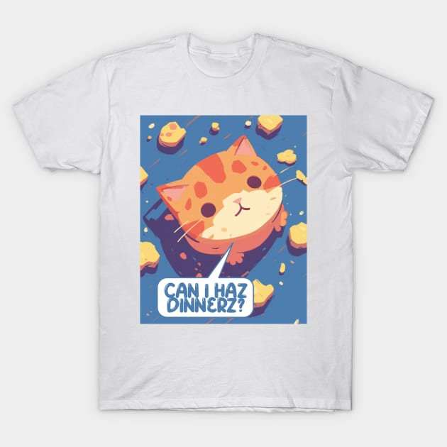 Cute Cat Dinner Design T-Shirt by DustedDesigns